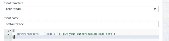 test event authorization code